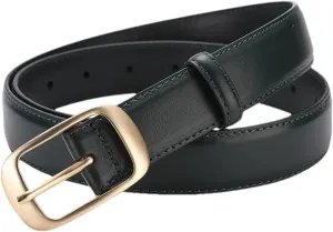Mnjyihy Leather Belts For Women Fashion Gold Buckle Cowskin Belt For Jeans Pants Dresses