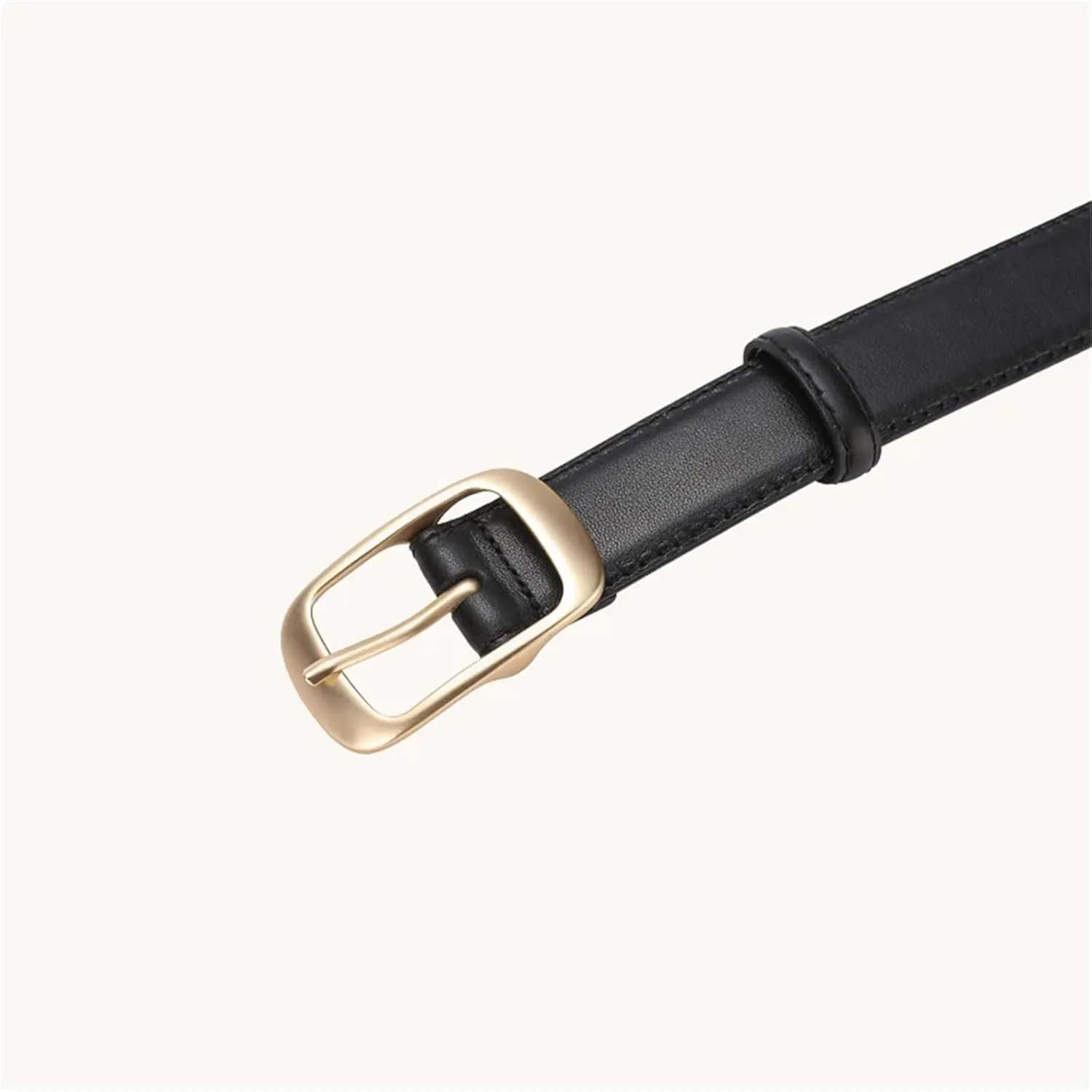 Mnjyihy Leather Belts For Women Fashion Gold Buckle Cowskin Belt For Jeans Pants Dresses