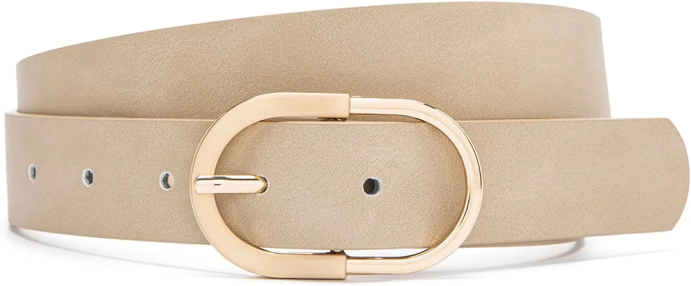 MORELESS 2 Pack Women's Leather Belts for Jeans Pants with Fashion Center Bar Buckle