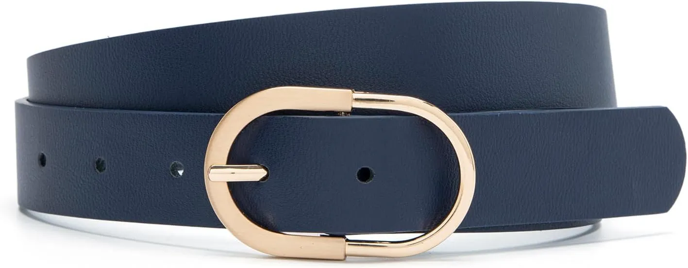 MORELESS 2 Pack Women's Leather Belts for Jeans Pants with Fashion Center Bar Buckle