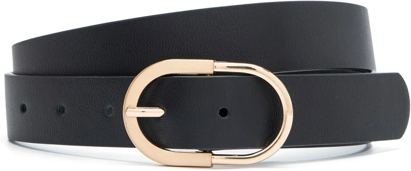 MORELESS 2 Pack Women's Leather Belts for Jeans Pants with Fashion Center Bar Buckle