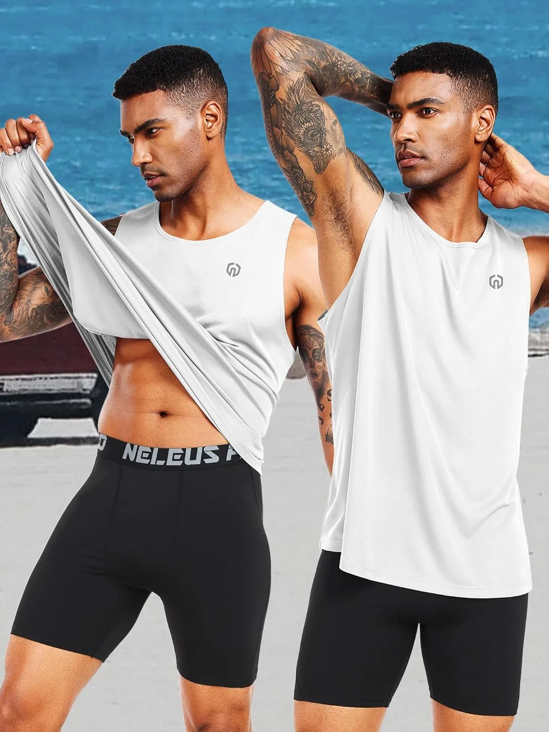 NELEUS 4 Pack Men's Gym Shirts Sleeveless Athletic Workout Tank Tops