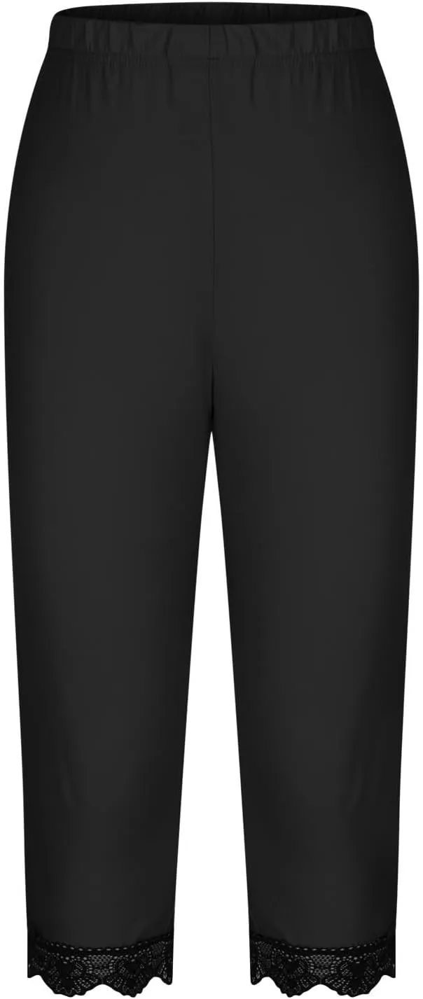 Omens Capris for Summer Dressy Cropped High Waist Yoga Pants Comfy Stretchy Leggings Workout Compression Pant