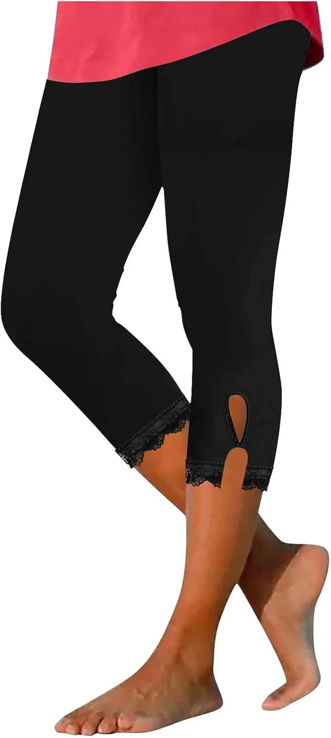 Omens Capris for Summer Dressy Cropped High Waist Yoga Pants Comfy Stretchy Leggings Workout Compression Pant