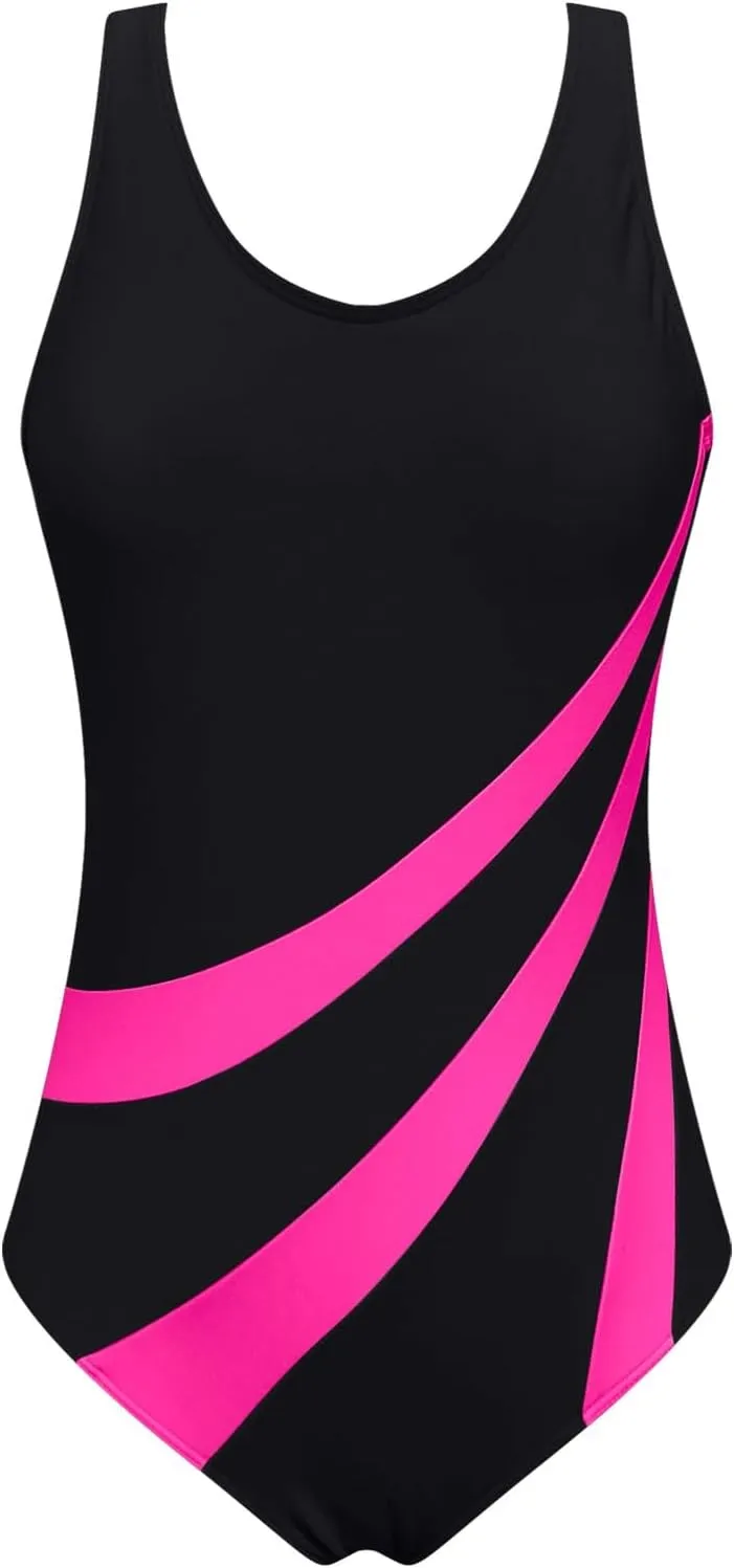 One Piece Swimsuit Women Tummy Control Color Block Bathing Suit 2025 Fashion Backless Swimwear Triangle Swim Suit