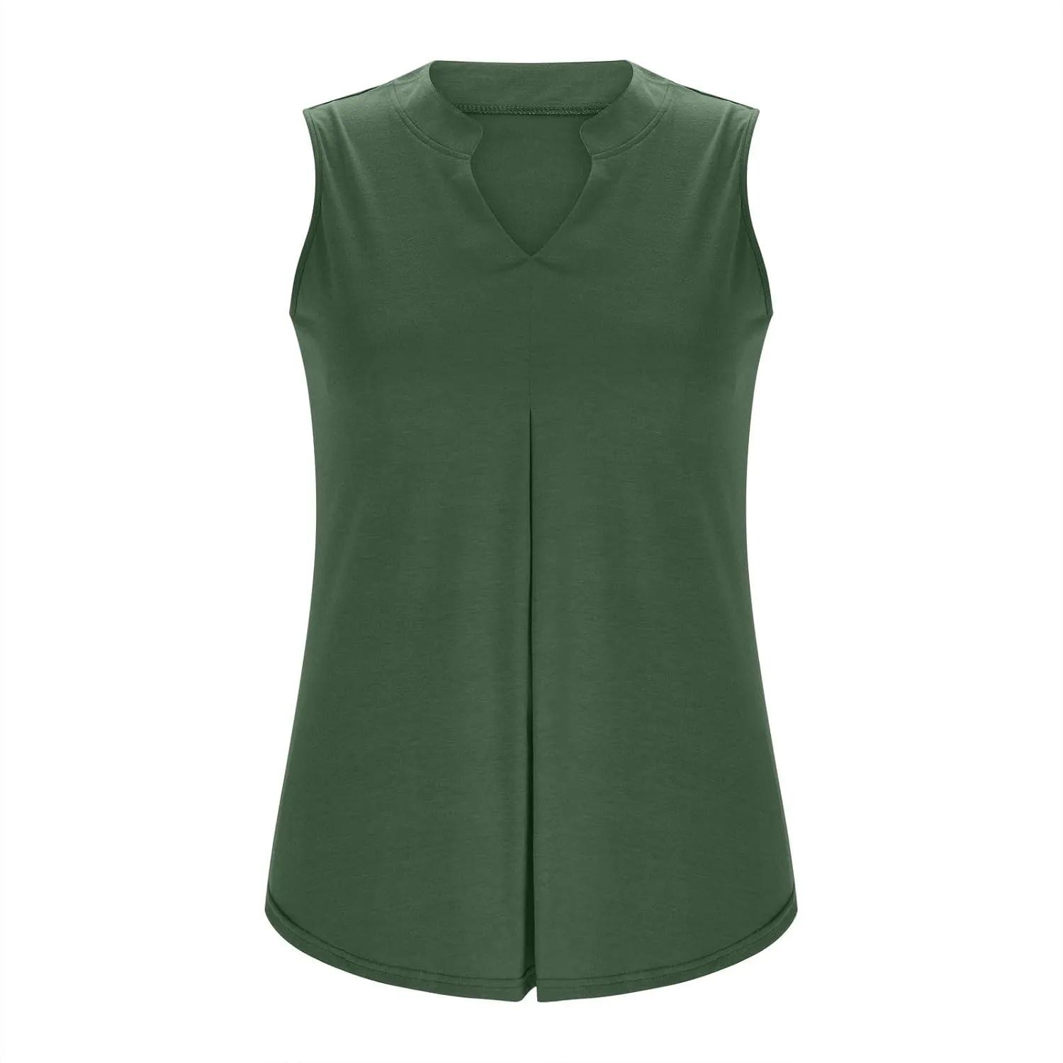 Oplxuo Women V Neck Pleated Tank Tops Trendy Dressy Sleeveless Shirts Casual Cute Blouses Solid Summer Tanks