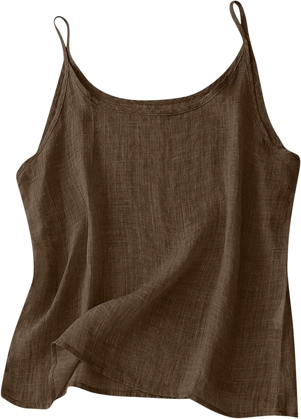 Oplxuo Womens Linen Tank Top Sleeveless Spaghetti Strap Camisole Tops Casual Solid Color Tee Shirts Summer Flowy Tank Top