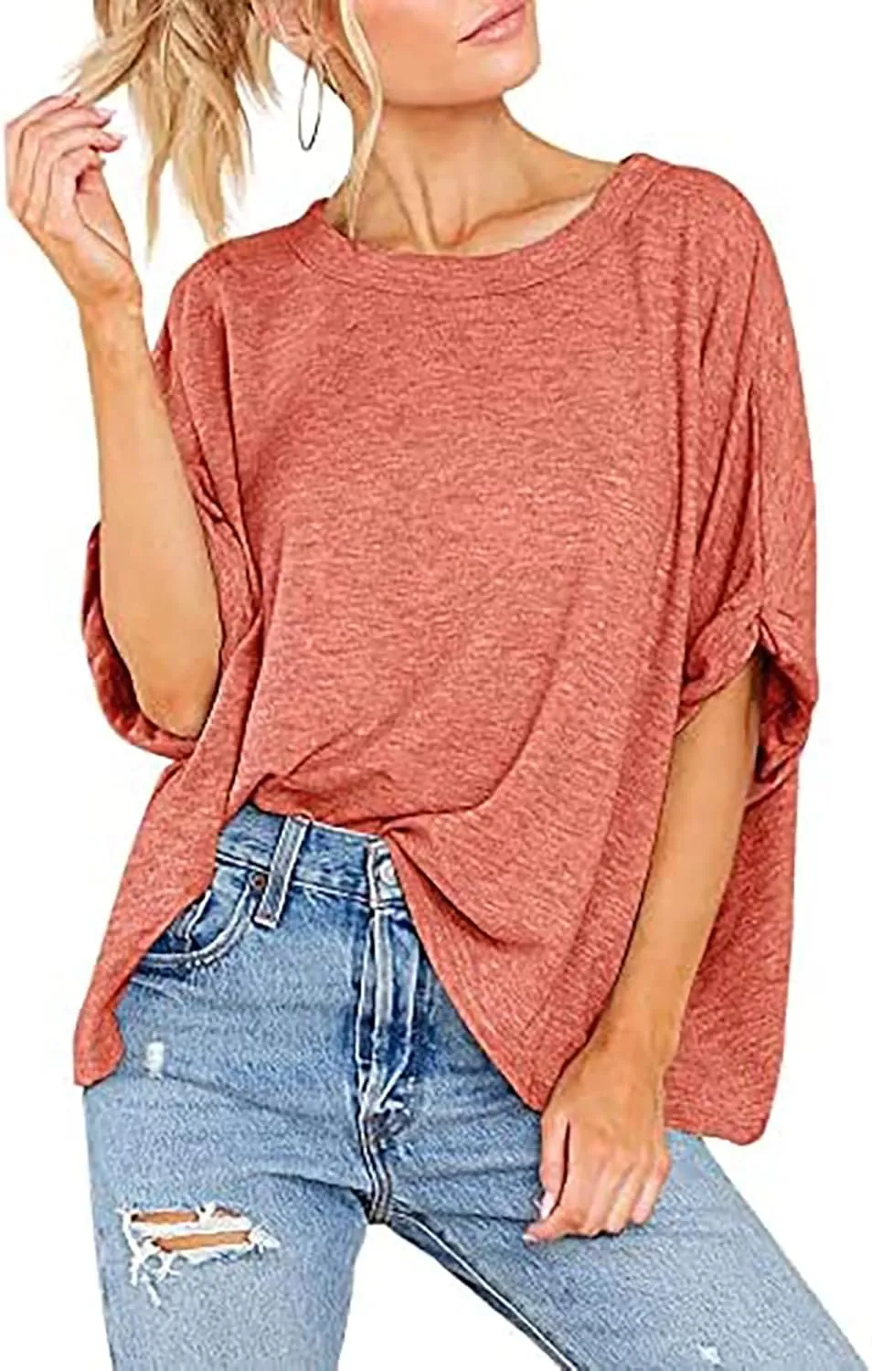 Oversized Tshirts Shirts for Women Loose Fit Workout Tops Casual Summer 2025 Trendy Plaid Tees Shirt
