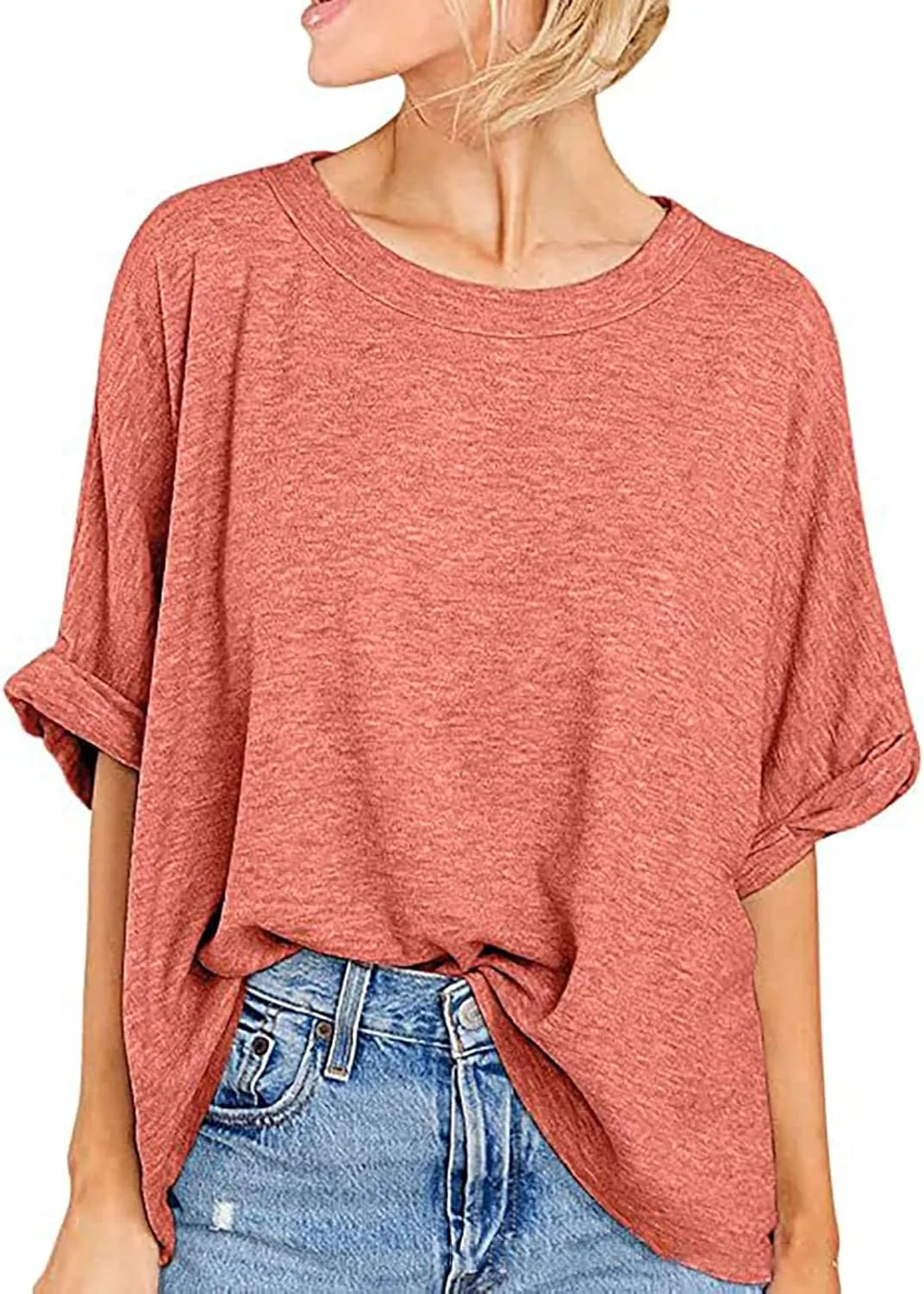 Oversized Tshirts Shirts for Women Loose Fit Workout Tops Casual Summer 2025 Trendy Plaid Tees Shirt