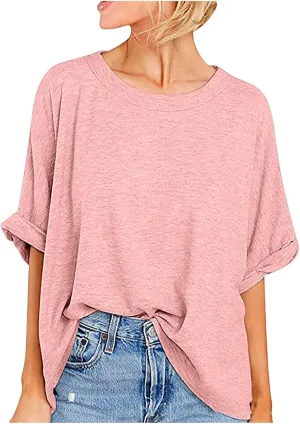 Oversized Tshirts Shirts for Women Loose Fit Workout Tops Casual Summer 2025 Trendy Plaid Tees Shirt