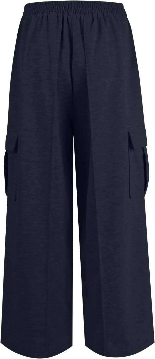 Oversized Wide Leg Sweatpants Women Crossover Low Rise Cargo Sweatpants Straight Leg Baggy Sweatpants Lounge Pants