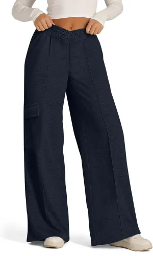 Oversized Wide Leg Sweatpants Women Crossover Low Rise Cargo Sweatpants Straight Leg Baggy Sweatpants Lounge Pants