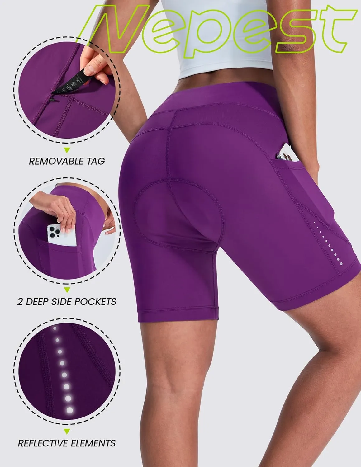 Padded Bike Shorts Women Cycling Underwear 4D Gel Padding & Pockets Bicycle Biking Biker Shorts Road Mountain