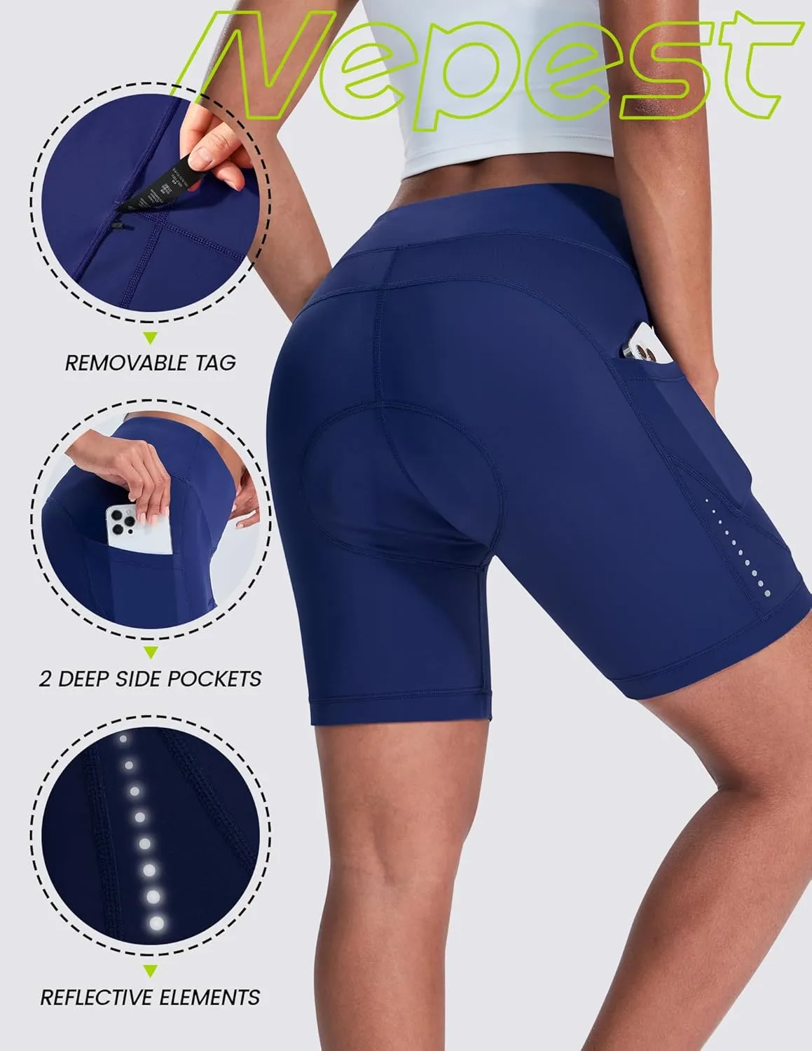 Padded Bike Shorts Women Cycling Underwear 4D Gel Padding & Pockets Bicycle Biking Biker Shorts Road Mountain