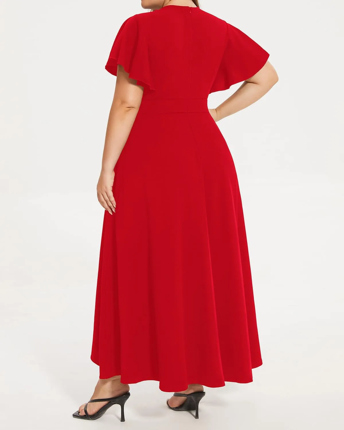 Pinup Fashion Women Plus Size Dresses Wedding Guest - Formal Cocktail Wrap High Low Long Dress