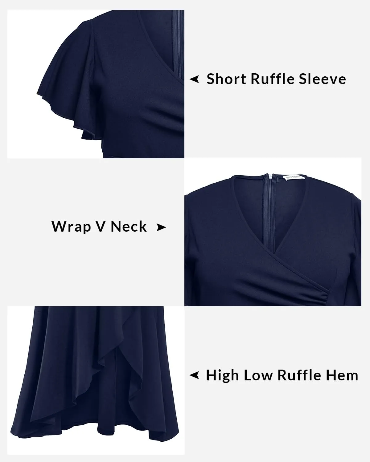 Pinup Fashion Women Plus Size Dresses Wedding Guest - Formal Cocktail Wrap High Low Long Dress