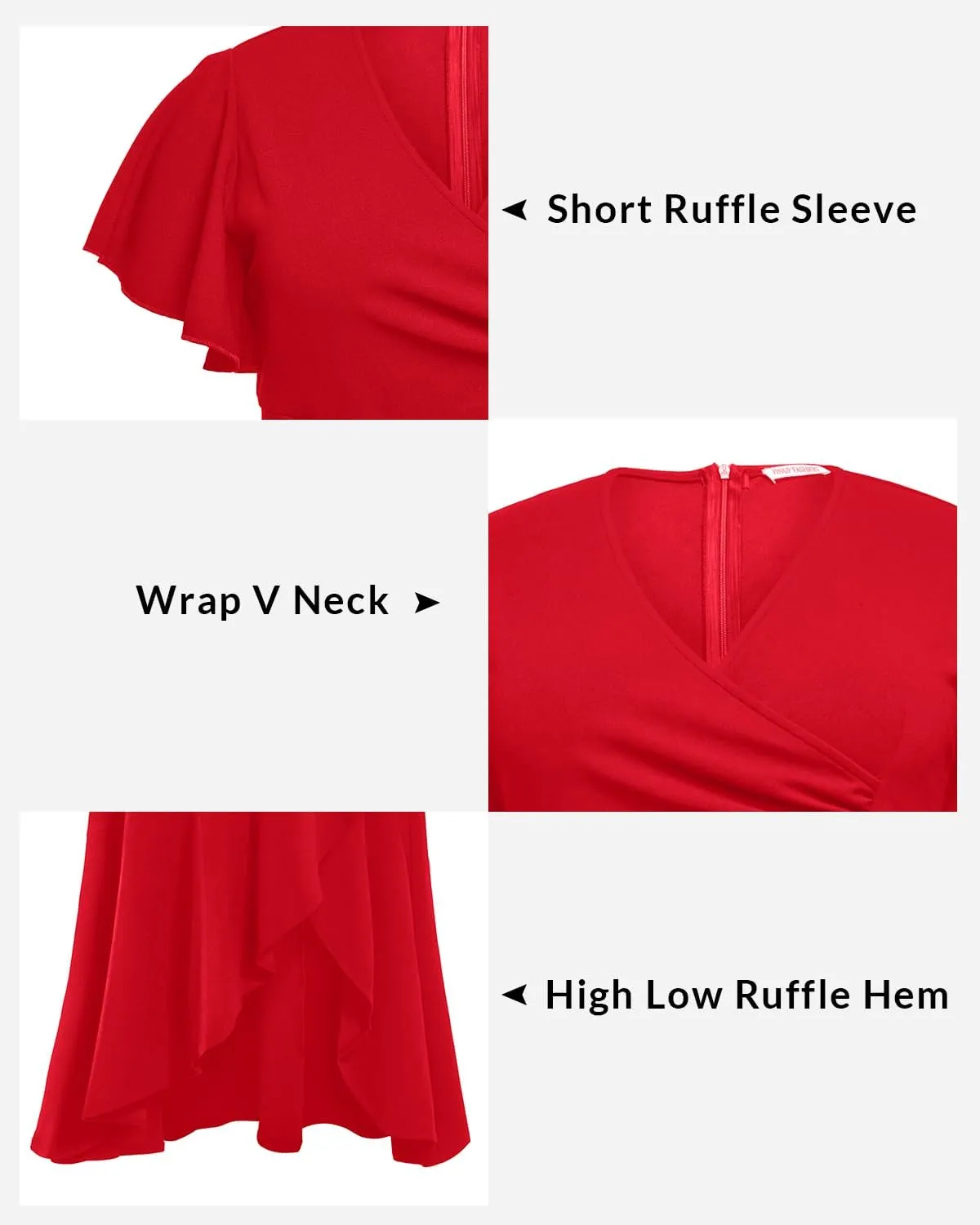 Pinup Fashion Women Plus Size Dresses Wedding Guest - Formal Cocktail Wrap High Low Long Dress