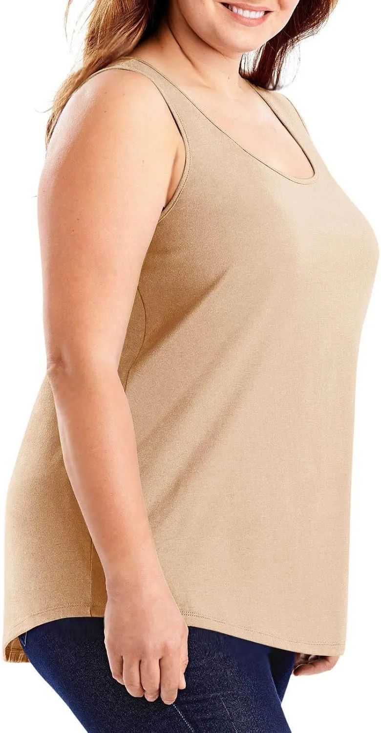 Plus Size Tops for Women Loose Fit Tank Top Summer Casual Scoop Neck Trendy Sleeveless Shirts Fashion Flowy Blouse