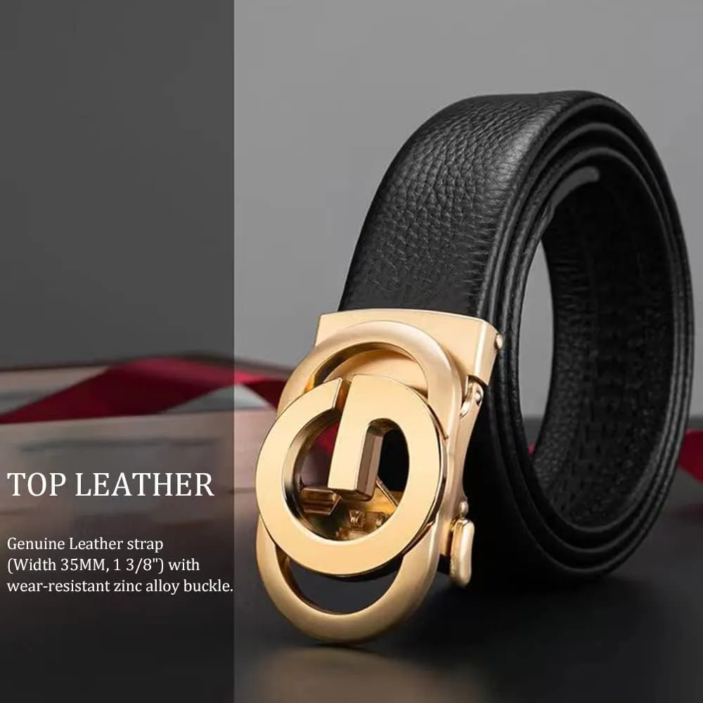Ratchet Leather Belts for Men Trend Fashion Designer Belts for Dress,with Gift Box