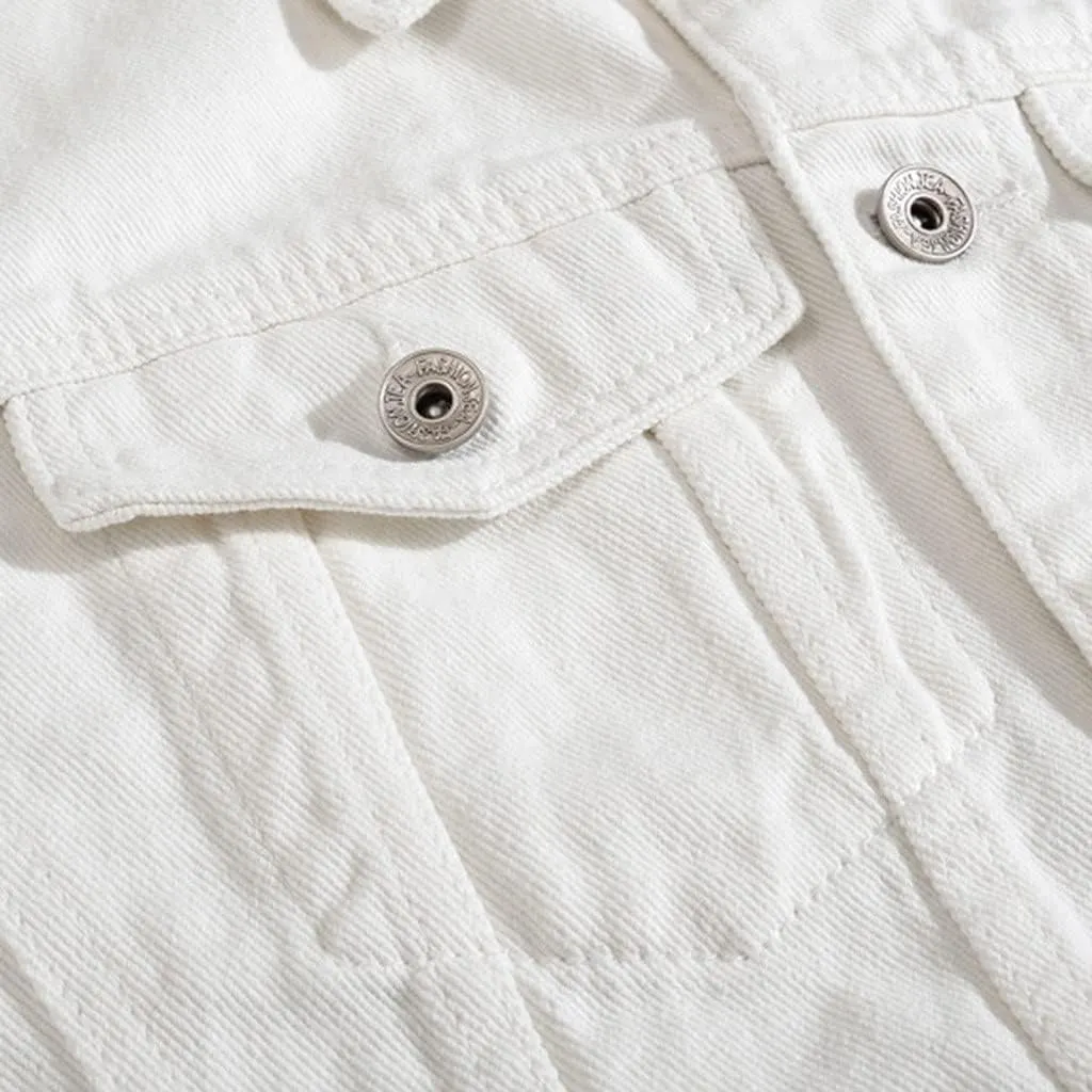 Ripped Denim Jacket for Men Casual Style Autumn Cardigan Jacket Hip Pop Jacket