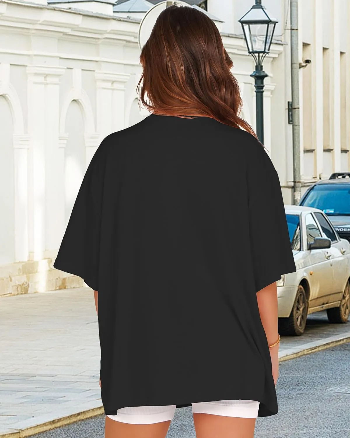 rosemia Oversized Tshirts for Women Summer Short Sleeve Round Neck Graphic Tee Shirt
