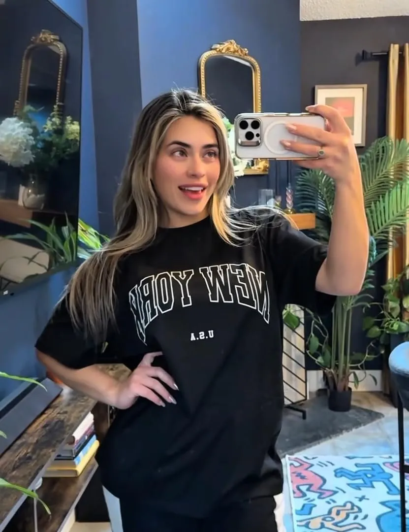 rosemia Oversized Tshirts for Women Summer Short Sleeve Round Neck Graphic Tee Shirt