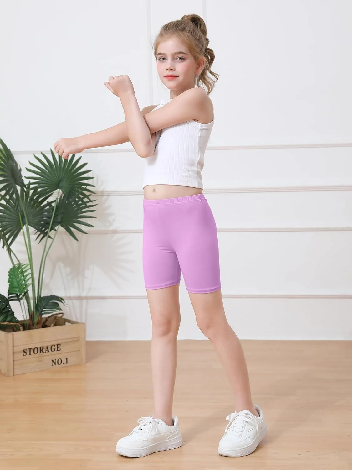 Ruisita Toddler Girls Biker Shorts Under Dress Safety Dance Cartwheel Shorts for Kids
