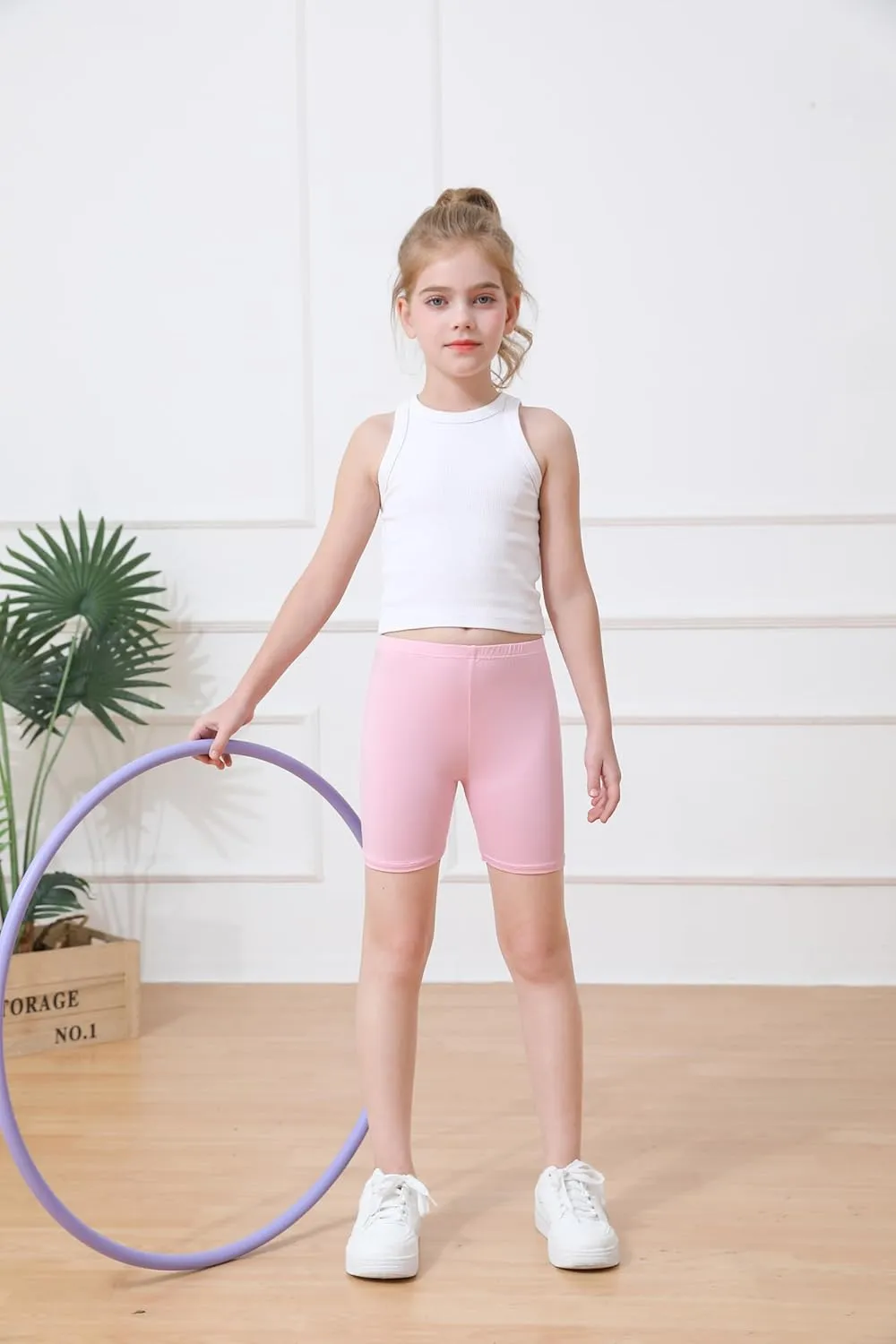 Ruisita Toddler Girls Biker Shorts Under Dress Safety Dance Cartwheel Shorts for Kids