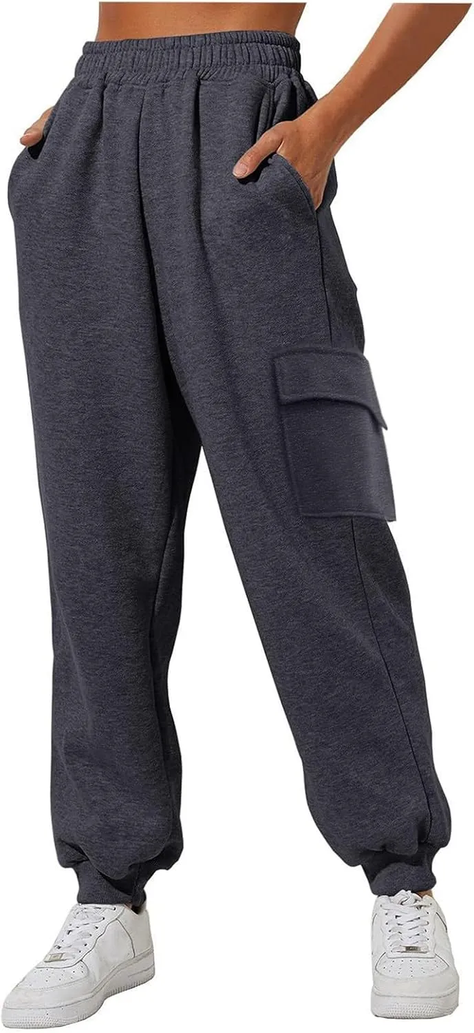 SHAOBGE Cargo Sweatpants for Women 2024 Baggy Sweatpants Jogger Sweatpants Cargo Joggers High Waisted Sweatpants with Pockets