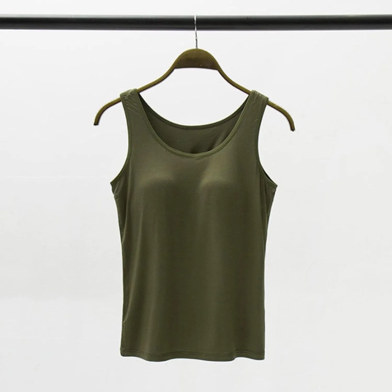 Shelf Bra Camisole Tops for Women Spaghetti Strap Tank Top Basic Padded Cotton Cami Shirts