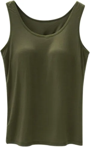 Shelf Bra Camisole Tops for Women Spaghetti Strap Tank Top Basic Padded Cotton Cami Shirts
