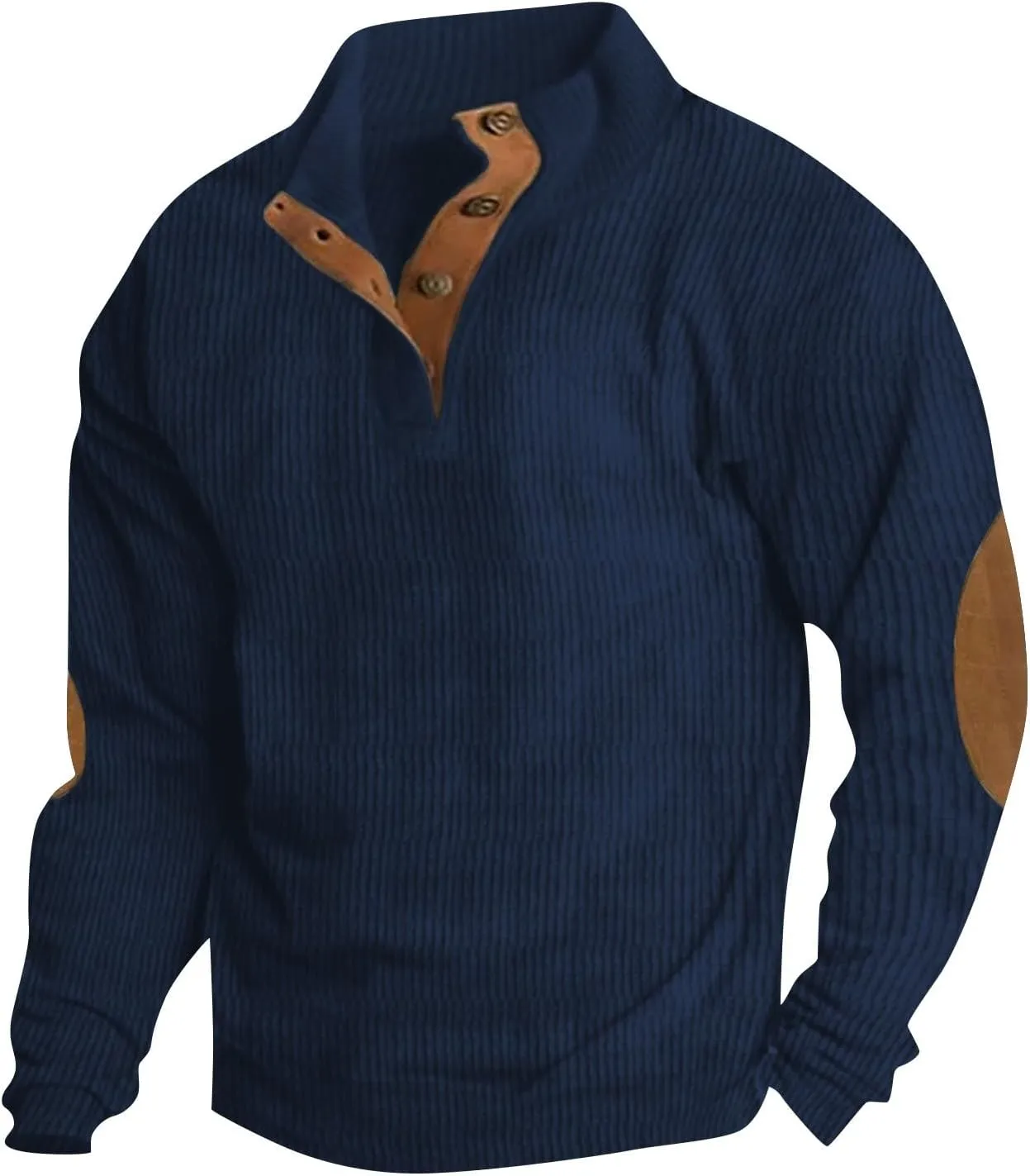 Shirts for Men,Mens Corduroy Henley Hoodie Casual Long Sleeve Stand Collar Sweatshirt Loose Button Up Pullover