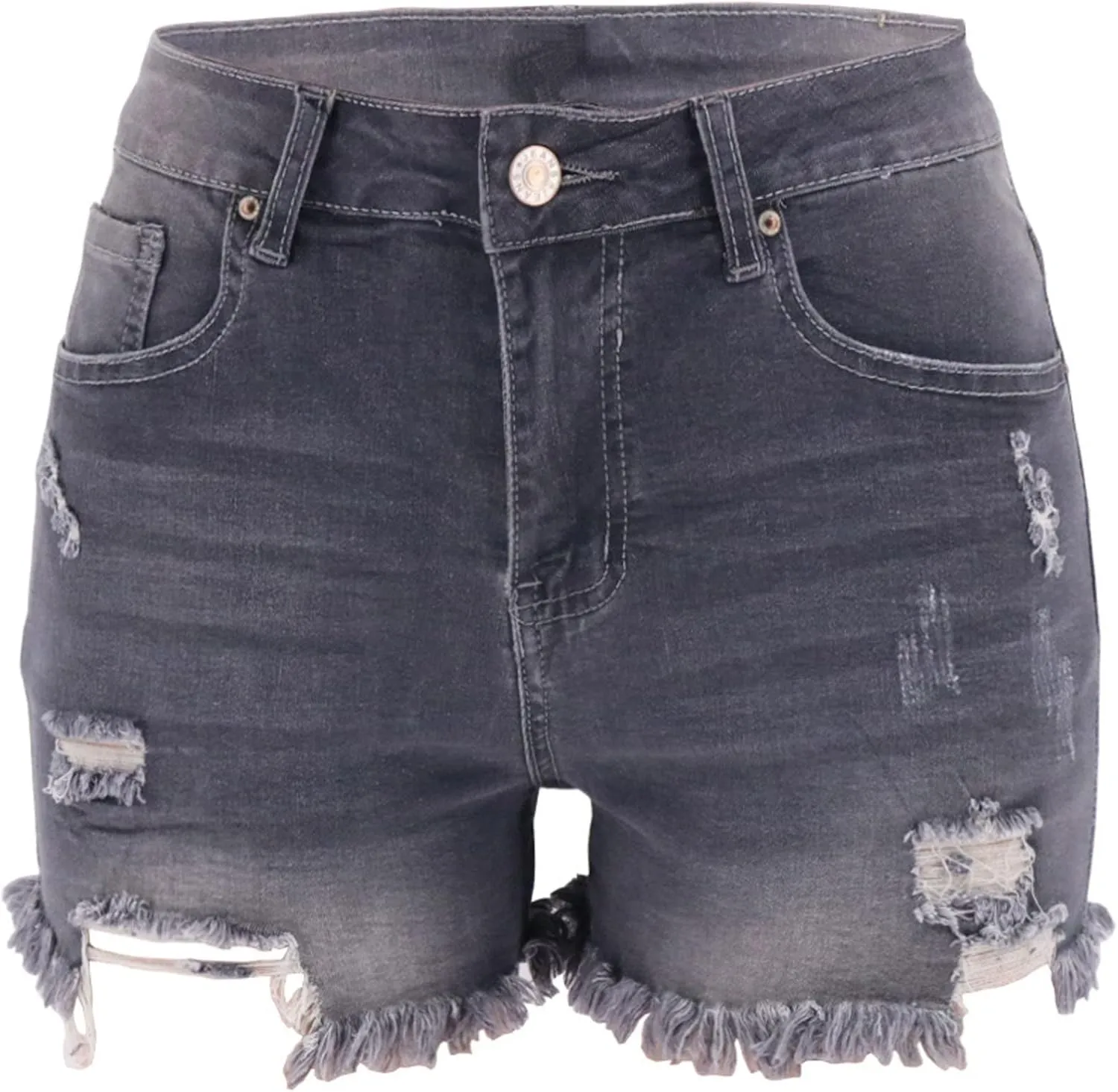 Sinzelimin Womens Jeans Shorts High Waisted Ripped Frayed Raw Hem Stretchy Denim Shorts 2024 Summer Fashion Beach Shorts