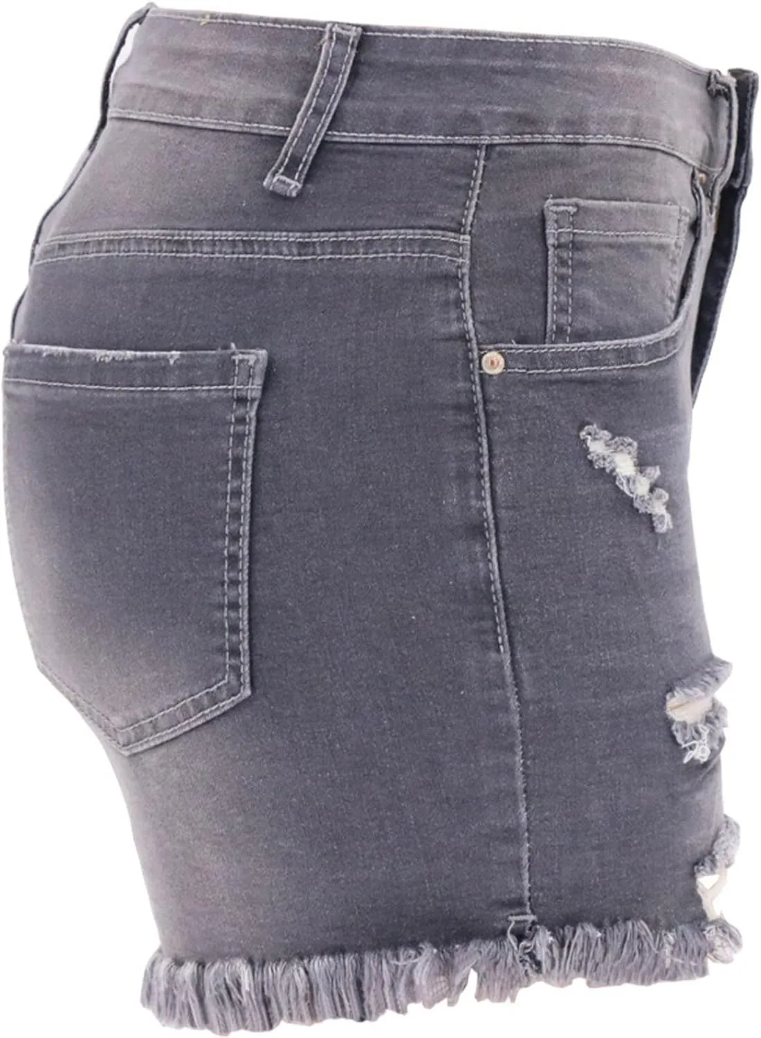 Sinzelimin Womens Jeans Shorts High Waisted Ripped Frayed Raw Hem Stretchy Denim Shorts 2024 Summer Fashion Beach Shorts