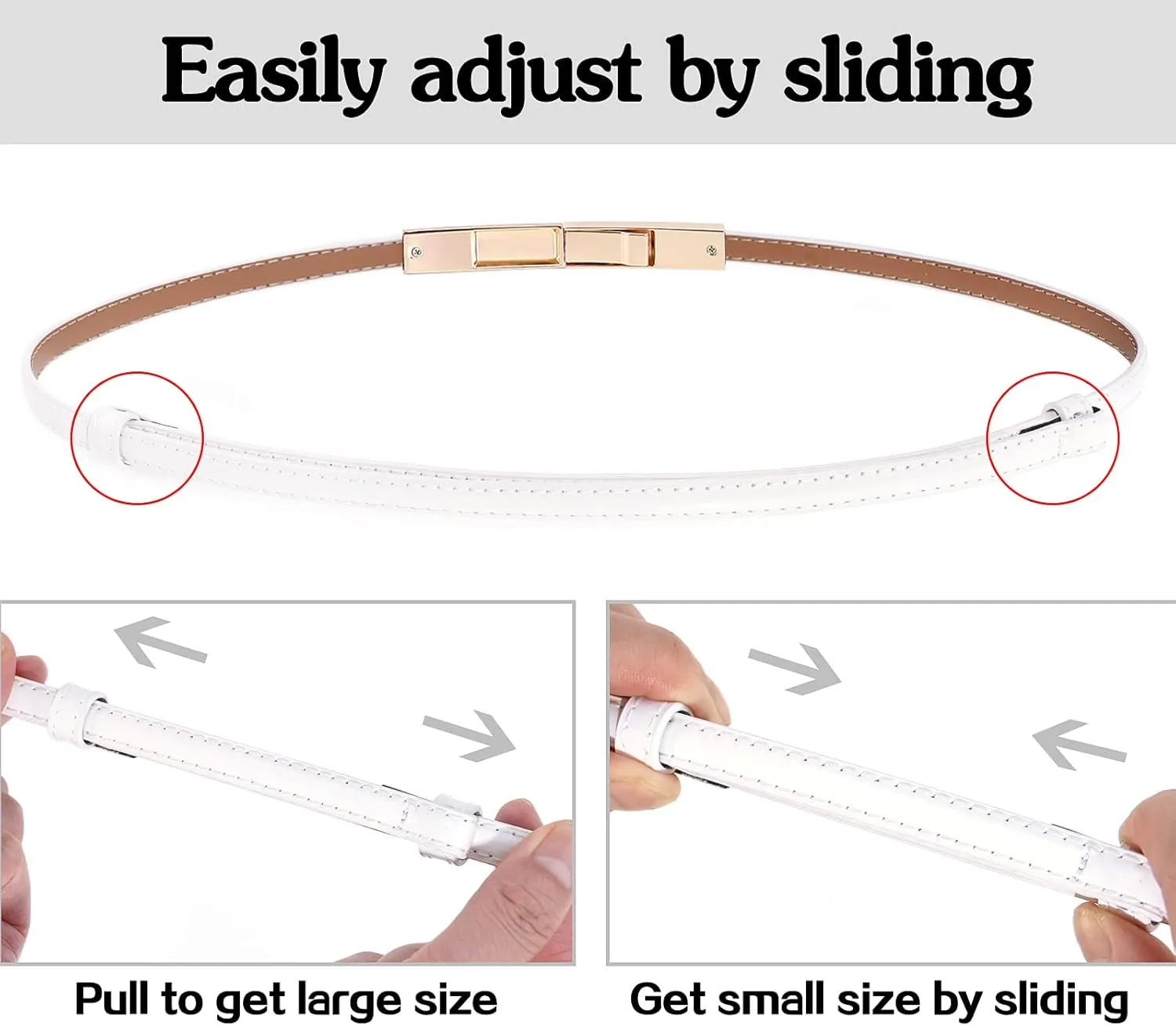 Skinny Leather Belts for Women Slim Waist Belt Patent Leather with Gold Buckle for Dress
