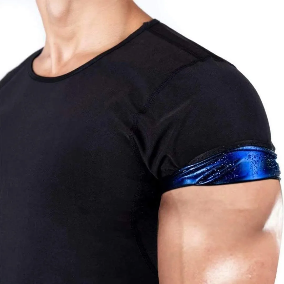 Slimming Shirt For Men Slimming Sauna Suit For Women For Sweating Slimming Belts Anti-Cellulite Short Sleeve Sports Shirt For Gym Fitness Running(Men,Large)