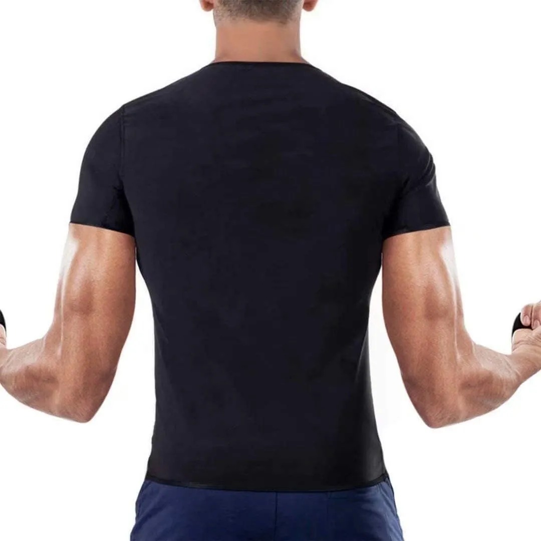 Slimming Shirt For Men Slimming Sauna Suit For Women For Sweating Slimming Belts Anti-Cellulite Short Sleeve Sports Shirt For Gym Fitness Running(Men,Large)