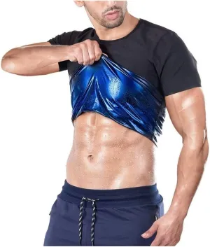 Slimming Shirt For Men Slimming Sauna Suit For Women For Sweating Slimming Belts Anti-Cellulite Short Sleeve Sports Shirt For Gym Fitness Running(Men,Large)