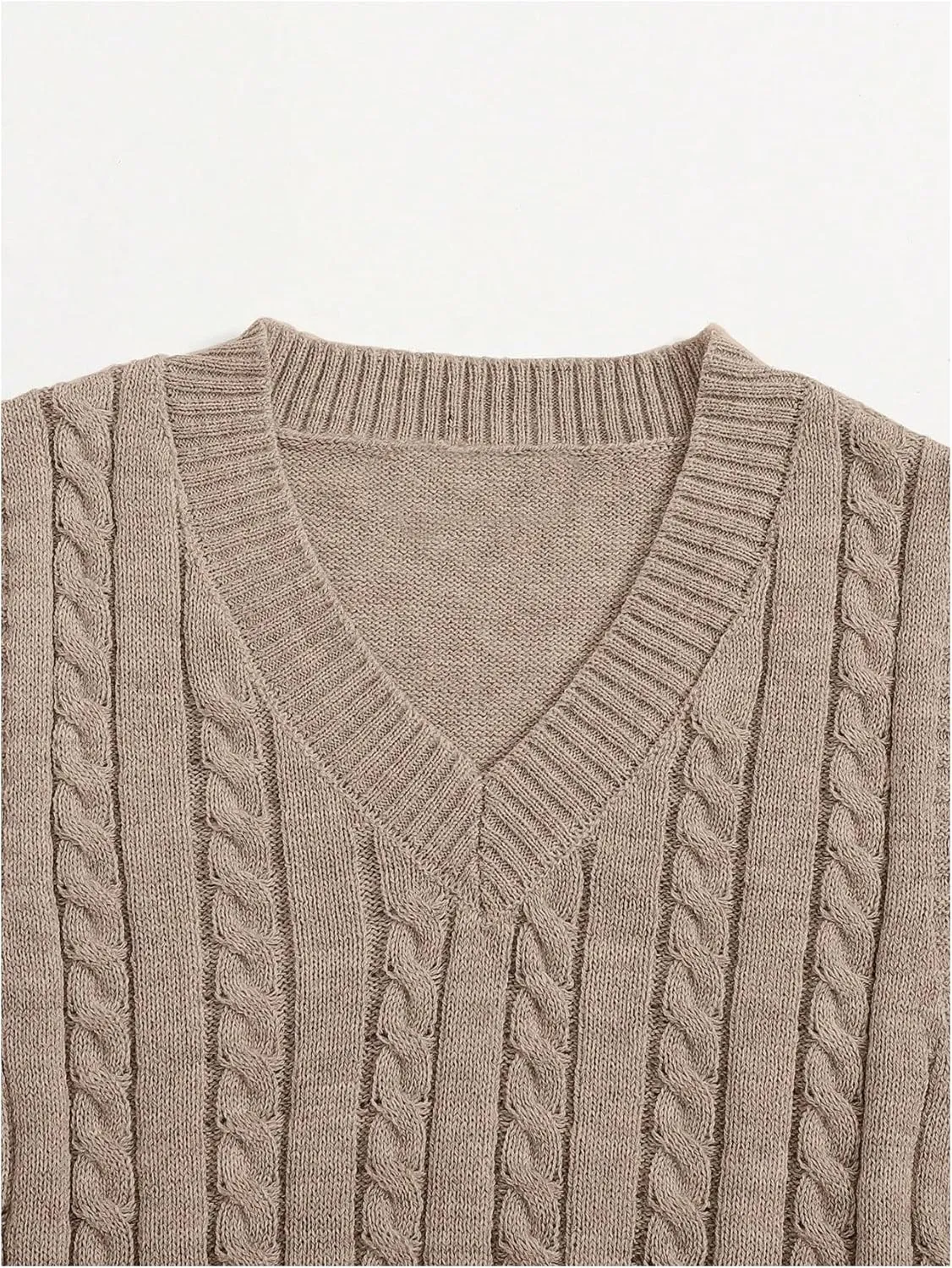 SOLY HUX Women's Cable Knit V Neck Sweater Vest Sleeveless Casual Cropped Knit Vest