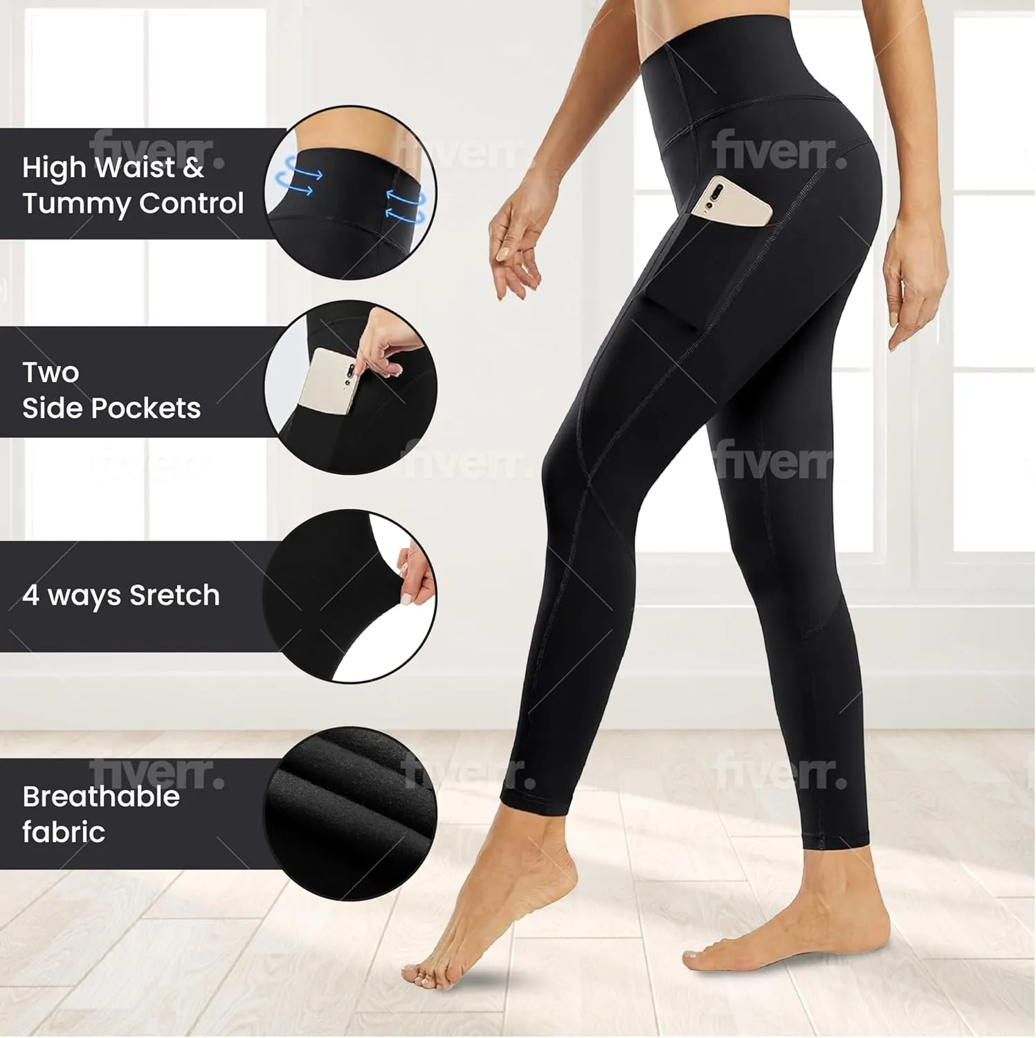 Stan Athletics- High Waist Compression Leggings for Women, Ladies Yoga Pants