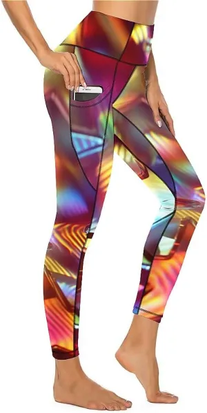 Starlight Print Plus Size Yoga Pants Tummy Control Yoga Pants High Waisted Leggings Textured Athletic Women