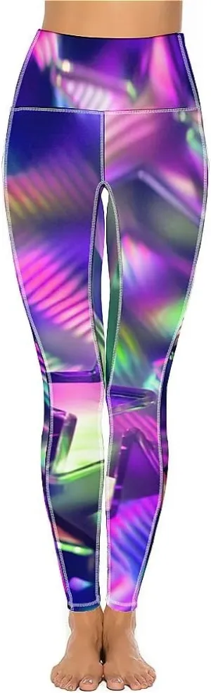 Starlight Print Plus Size Yoga Pants Tummy Control Yoga Pants High Waisted Leggings Textured Athletic Women