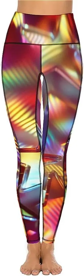 Starlight Print Plus Size Yoga Pants Tummy Control Yoga Pants High Waisted Leggings Textured Athletic Women