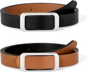SUOSDEY Women Reversible Leather Belts for Jeans Pants Dresses Ladies Fashion Belts with Gold Buckle