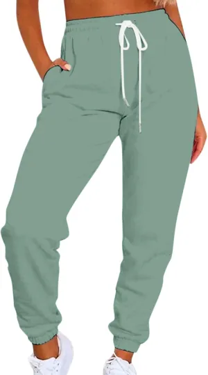 Sweatpants for Women Joggers Baggy Waist Casual Loose Foot Fleece Sweatpants Womens Bottom Sweatpants Pockets