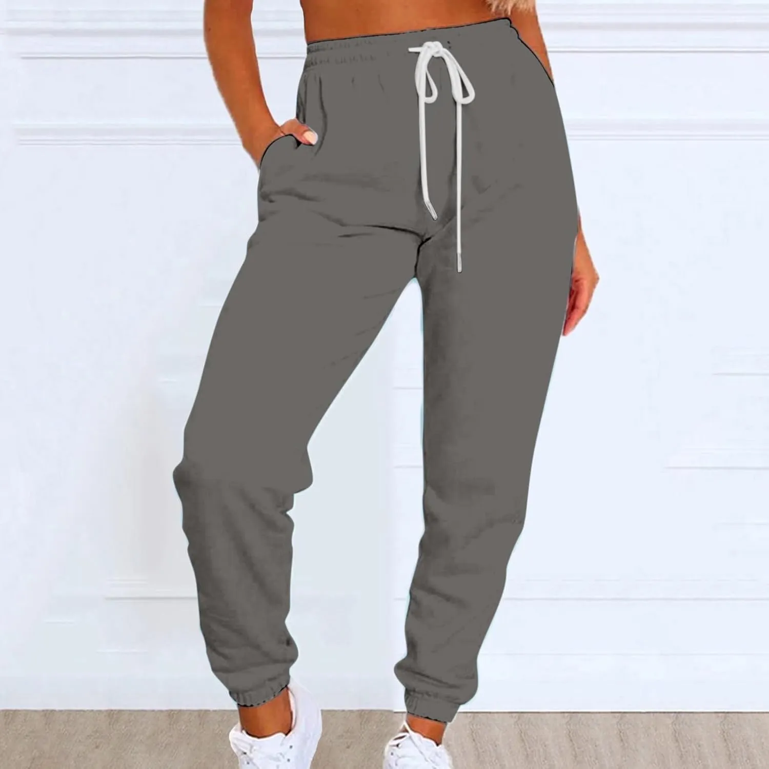 Sweatpants for Women Joggers Baggy Waist Casual Loose Foot Fleece Sweatpants Womens Bottom Sweatpants Pockets