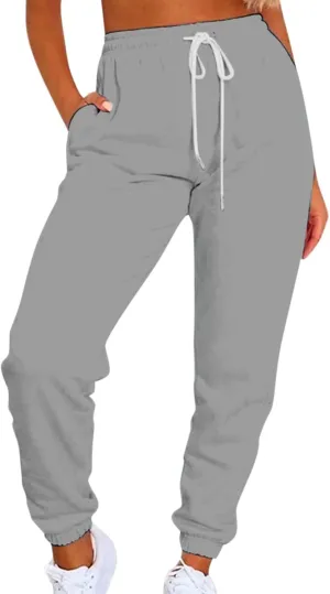 Sweatpants for Women Joggers Baggy Waist Casual Loose Foot Fleece Sweatpants Womens Bottom Sweatpants Pockets