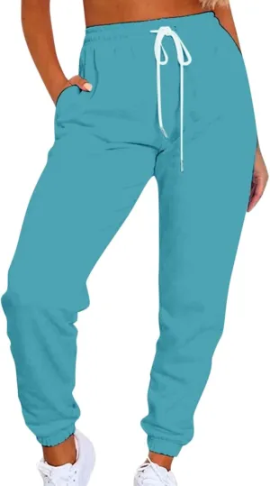 Sweatpants for Women Joggers Baggy Waist Casual Loose Foot Fleece Sweatpants Womens Bottom Sweatpants Pockets