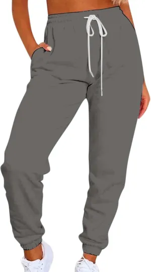 Sweatpants for Women Joggers Baggy Waist Casual Loose Foot Fleece Sweatpants Womens Bottom Sweatpants Pockets