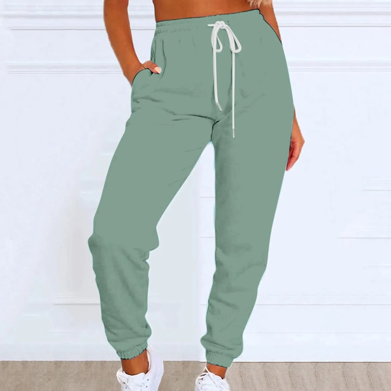 Sweatpants for Women Joggers Baggy Waist Casual Loose Foot Fleece Sweatpants Womens Bottom Sweatpants Pockets